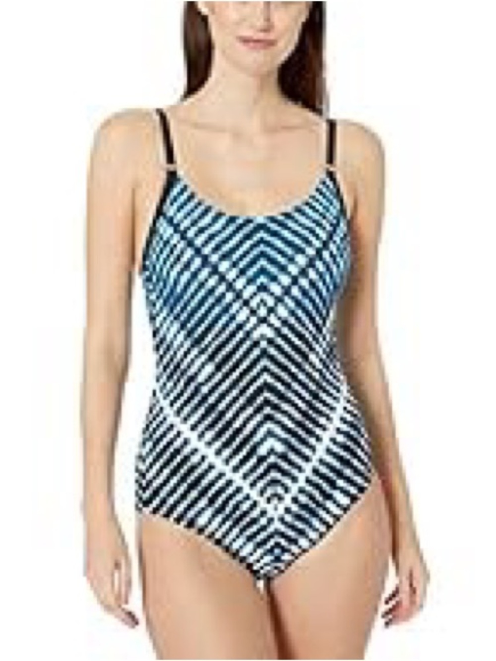 Calvin Klein Blue Chevron One-Piece Swimsuit